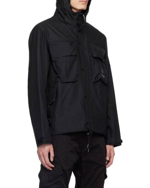 C P Company Black Gore-Tex 3L Infinium Drawstring Hem Jacket for men