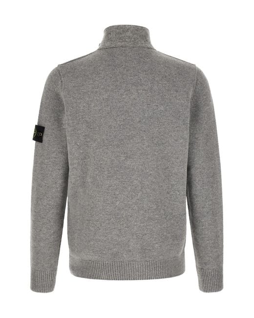 Stone Island Gray Button-Up Jumper for men
