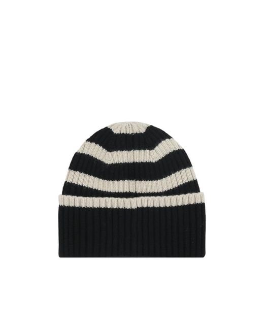 Totême Black Totême Stripe Detailed Knitted Beanie