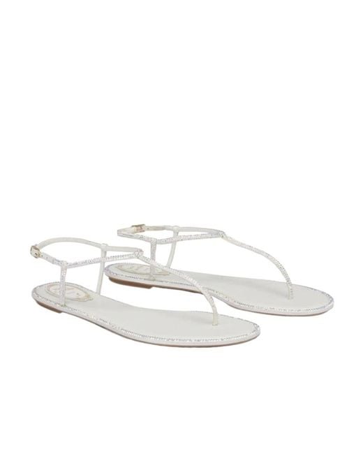 Rene Caovilla White René Caovilla Diana Embellished Thong Sandals