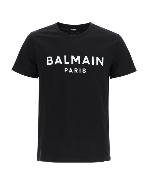Balmain Black Logo-Print Short-Sleeved T-Shirt for men