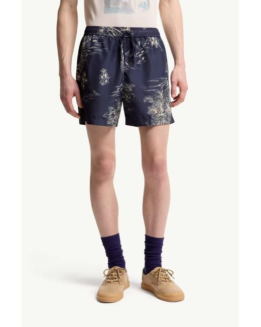 Moncler Blue Logo Patch Drawstring Swim Shorts for men