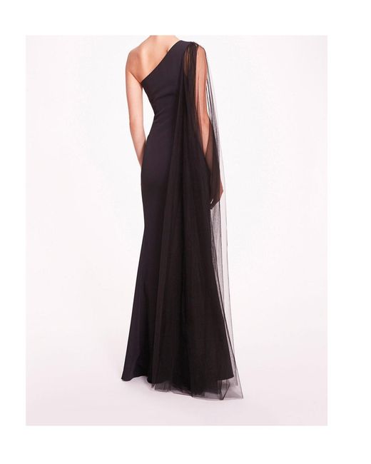 Marchesa Purple One-Shoulder Cape Gown