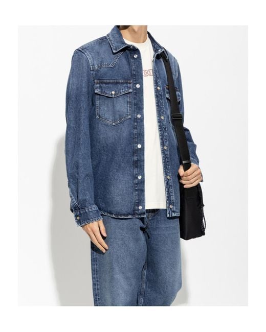Moncler Blue Denim Shirt Jacket for men