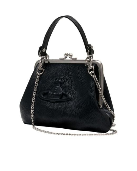 Vivienne Westwood Black Granny Frame Clutch Bag