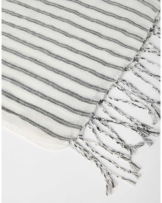 Brunello Cucinelli White Sparkling Striped Fringed Scarf