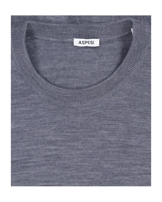 Aspesi Gray Lightweight Crew-Neck Knit Top