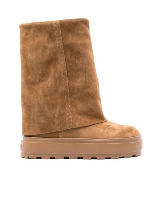 Casadei Brown Folded-Top Boots