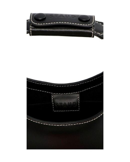 Staud Black Logo Embossed Moon Mini Shoulder Bag