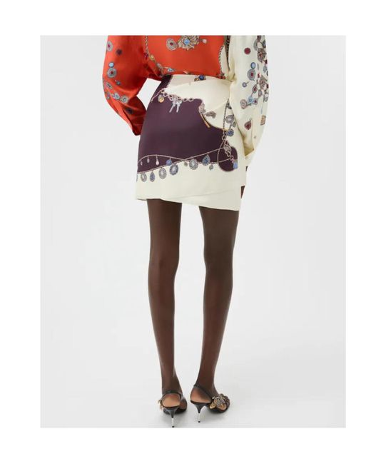 Versace Purple Graphic-Print Wrap Skirt