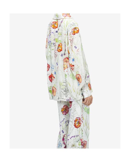 McQueen White Silk Floral Shirt