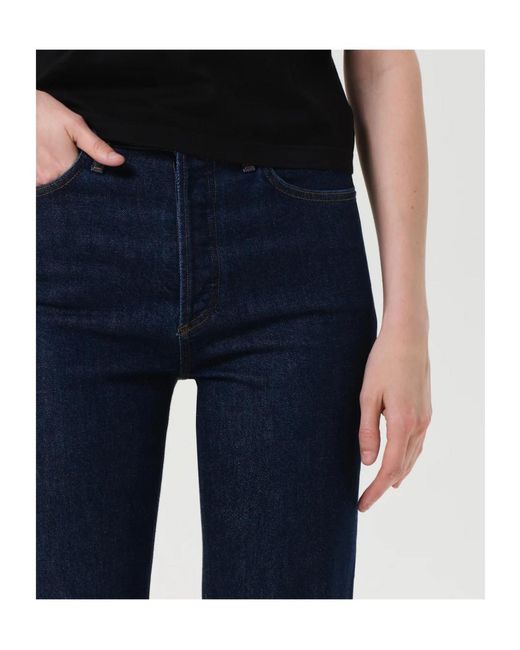 Agolde Blue 90's Pinch Waist High Rise Straight Long (Comfort Stretch)