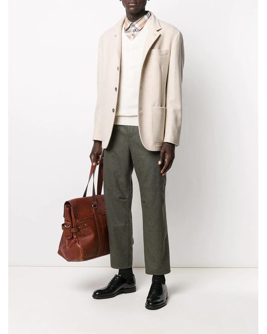 Brunello Cucinelli Natural Long Sleeved Single Breasted Jacket for men