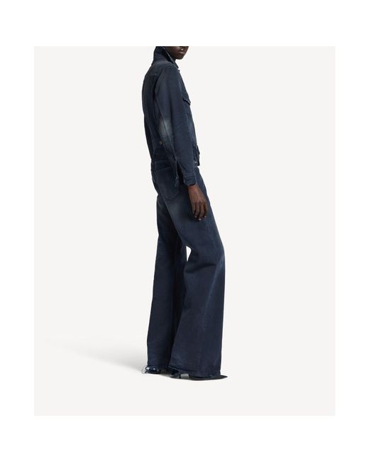 Balenciaga Blue Curved Waistband Denim Jacket