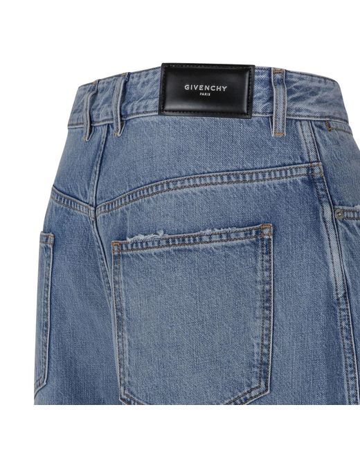 Givenchy Blue Logo Detailed Wide-Leg Jeans for men