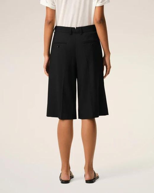 AMI Black Low Waist Wide Bermuda Shorts