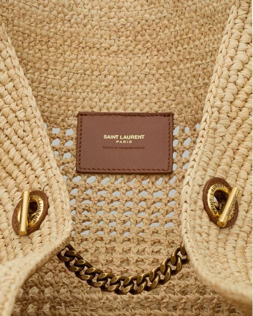 Saint Laurent Natural Icare Logo Plaque Shoulder Bag
