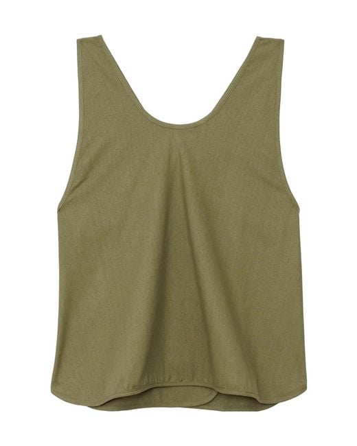 Baserange Green Sleeveless Round Neck Top
