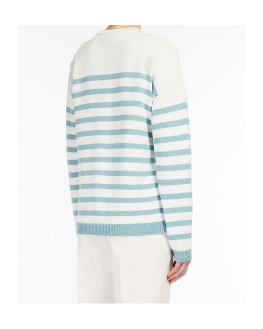 Max Mara Blue Logo Striped Pullover