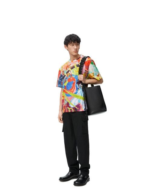 Loewe Multicolor Printed Cotton Oversize T-Shirt for men