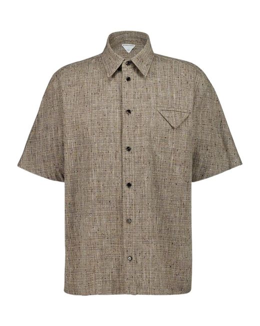 Bottega Veneta Gray Sahara Mel Short-Sleeve Flecked Shirt for men