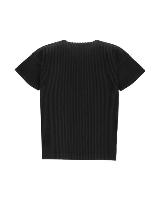 Homme Plissé Issey Miyake Black Homme Plissé Issey Miyake Pleated Crewneck T-Shirt for men