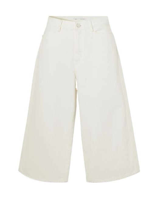 Agolde White Wide-Leg Denim Shorts