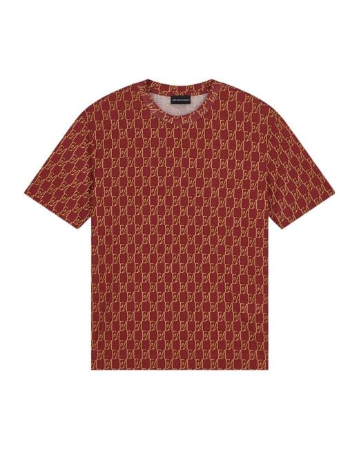 Emporio Armani Red Logo-Print T-Shirt for men