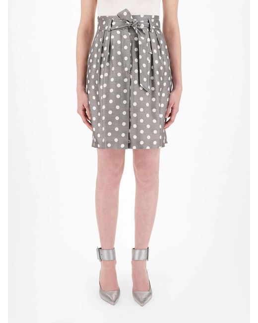 Max Mara Gray Polky Dot Design Skirt
