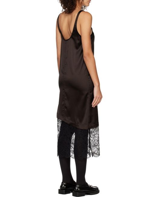 Ganni Brown Lace Midi Dress