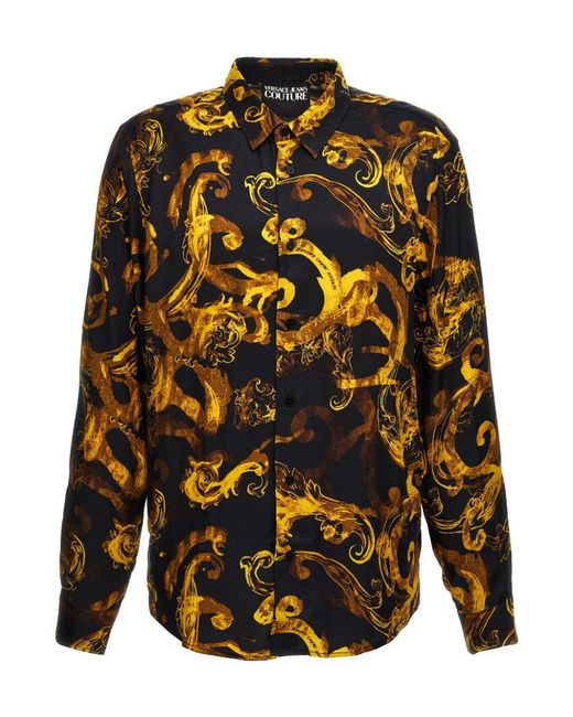 Versace Jeans Black Couture All-Over Printed Long-Sleeved Shirt for men