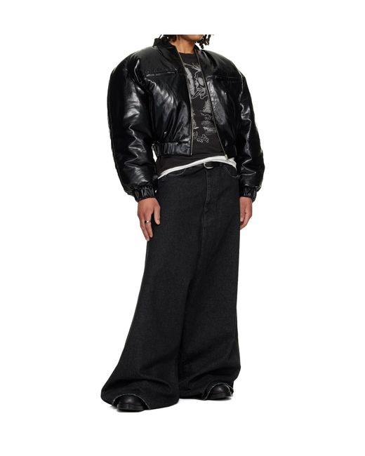 Lu'u Dan Black Drop Crotch Non-Stretch Jeans for men