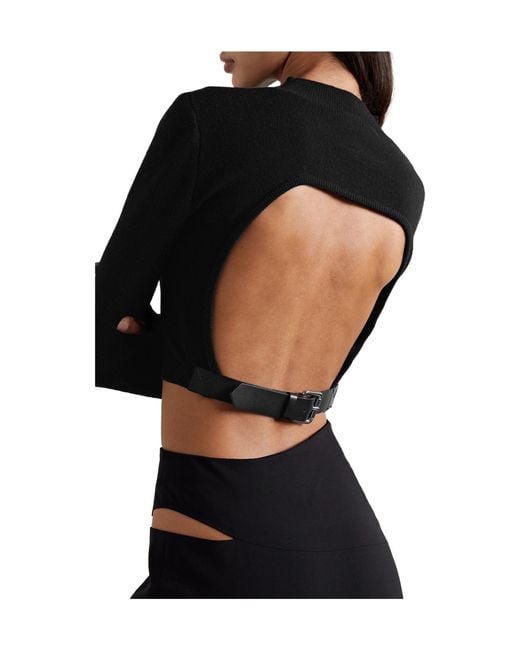 Monse Black Buckle-Fastened Open Back Top