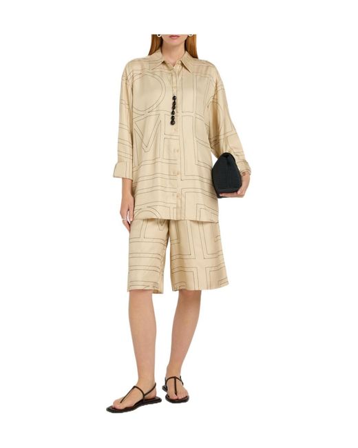Totême  Natural Logo-Monogrammed Silk Shirt