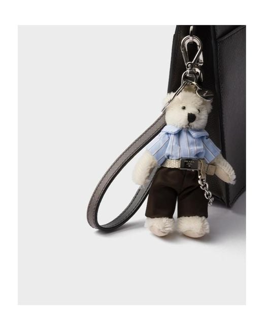 Prada White Teddy Keychain for men