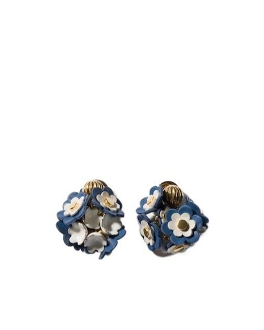 Miu Miu Blue Metal And Leather Earrings