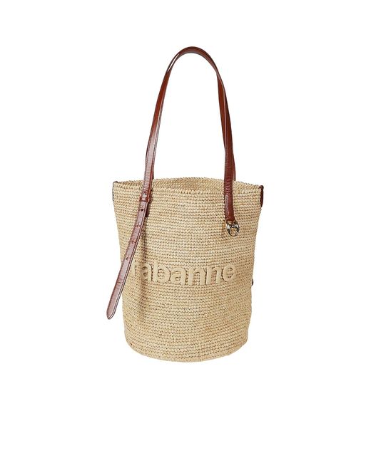 Rabanne White Logo-Embroidered Top Handle Bag