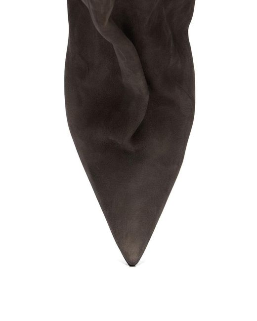 Rick Owens Brown Cantilever Sharp Flared Boots