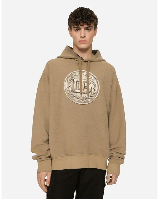 Dolce & Gabbana Natural Logo Printed Drawstring Hoodie for men