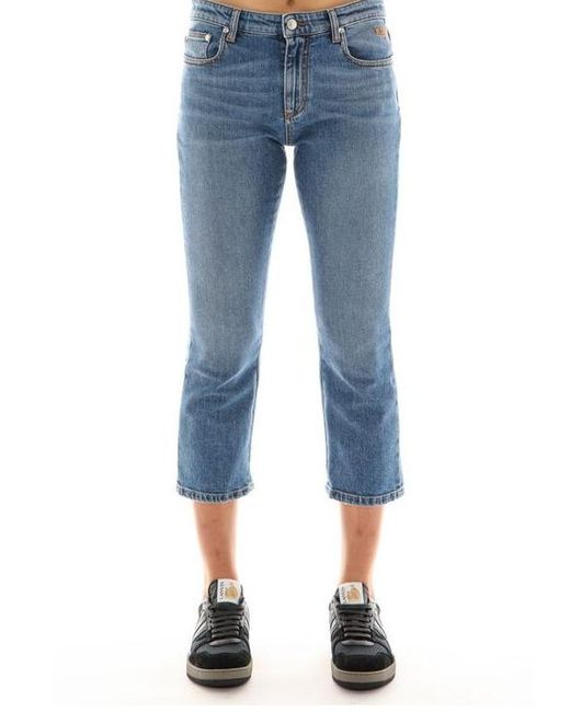 MSGM Blue Logo Embroidered Jeans