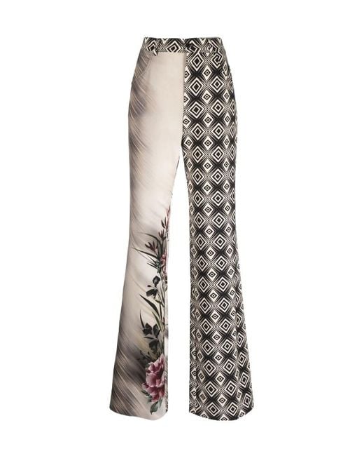 Alberta Ferretti White High-Waist Flared Trousers