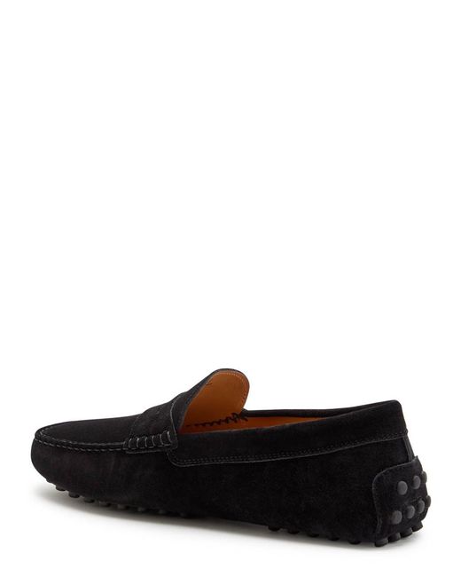Tod's Black Gommino Suede Loafers for men