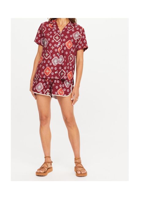The Upside Red Miri Andie Patterned Short-Sleeve Shirt