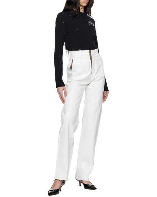 MM6 by Maison Margiela White Coated Trousers