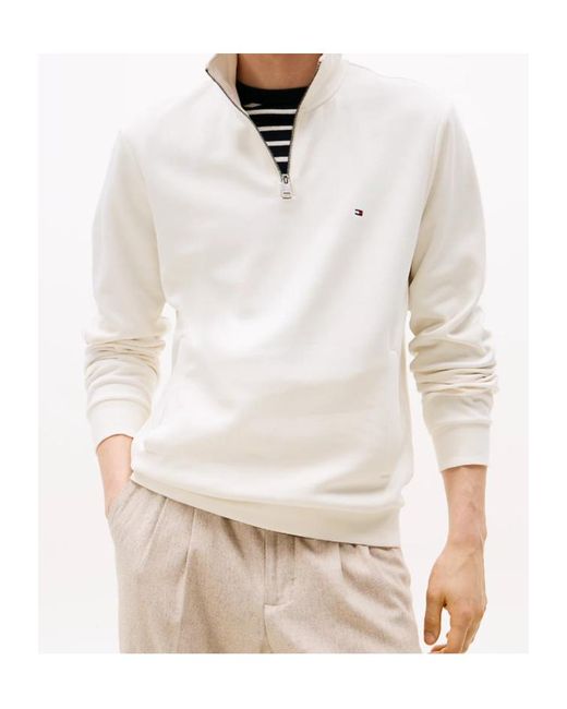 Tommy Hilfiger White Zip-Fastening Sweatshirt for men
