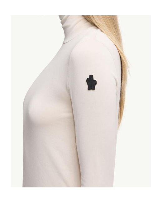 Moncler Natural Grenoble Logo Patch Turtleneck Top