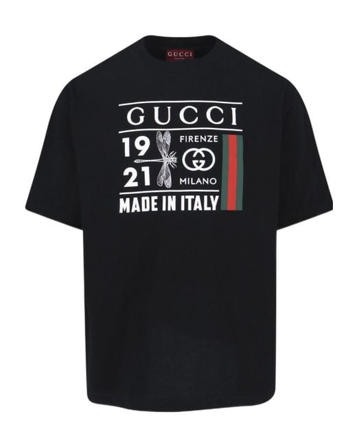 Gucci Black Logo Printed Crewneck T-Shirt for men