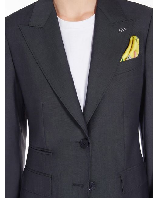 Max Mara Blue Single-Breasted Long-Sleeved Blazer