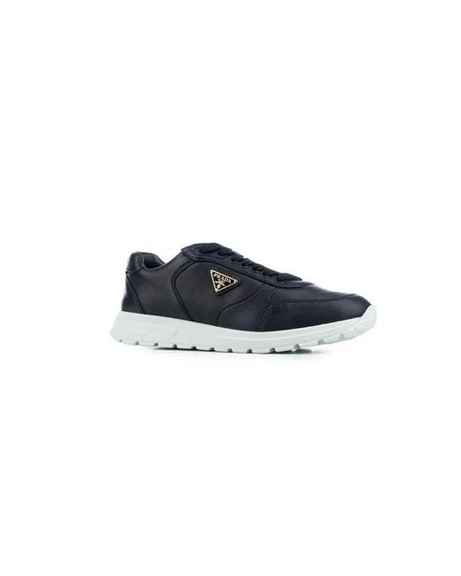 Prada Blue Triangle-Logo Lace-Up Sneakers