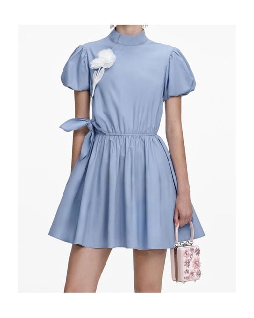 Self-Portrait Blue Tie Side Mini Dress